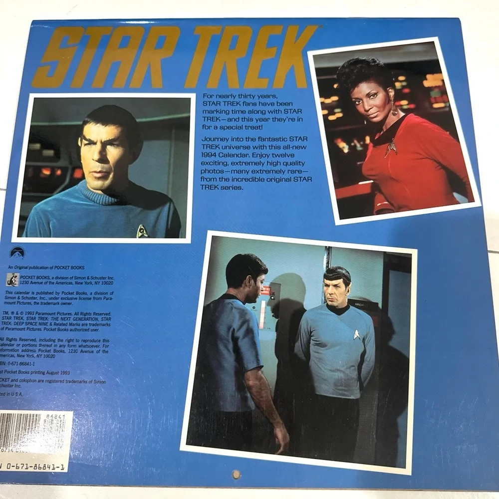 Lot of 5 Vintage Star Trek Original 90s Series Calendars- 90, 92, 93, 94, 98